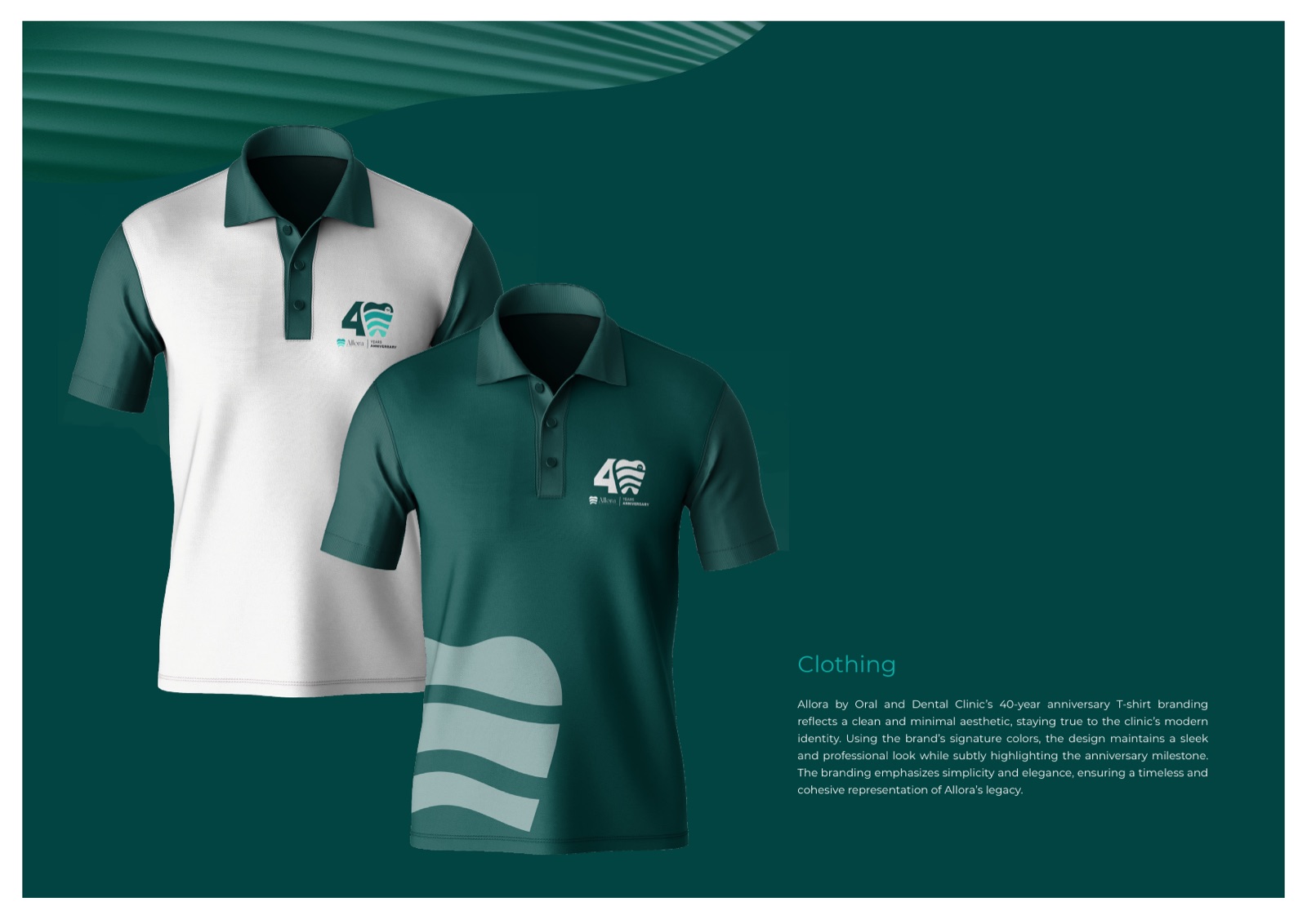Allora staff polo shirts in emerald and white