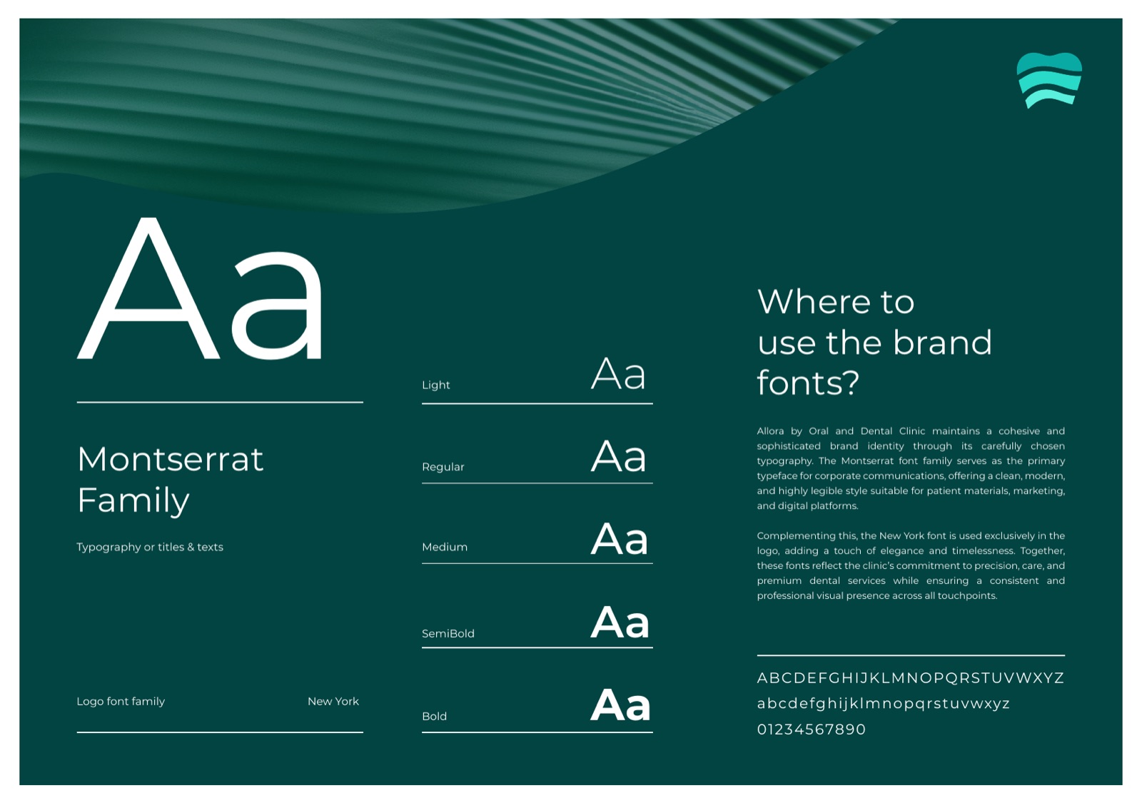The Allora typography page showing the Montserrat family