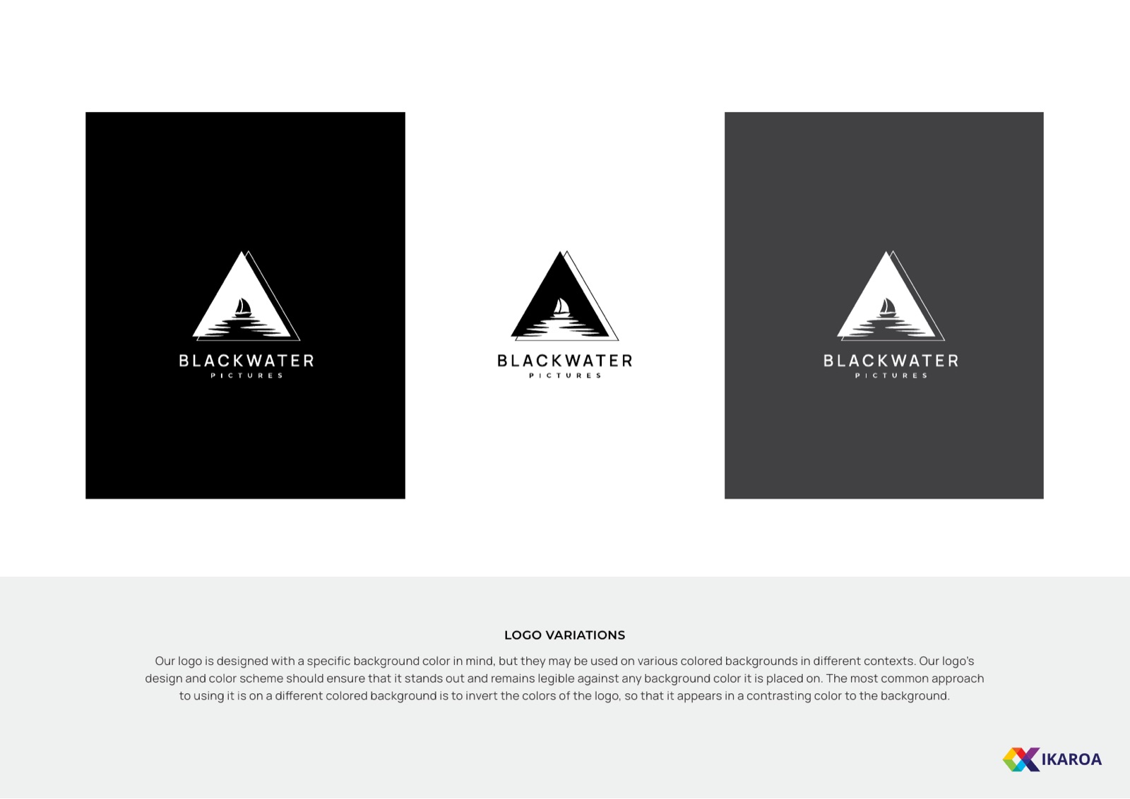 The BlackWater Pictures mark reversed across black, white and grey plates