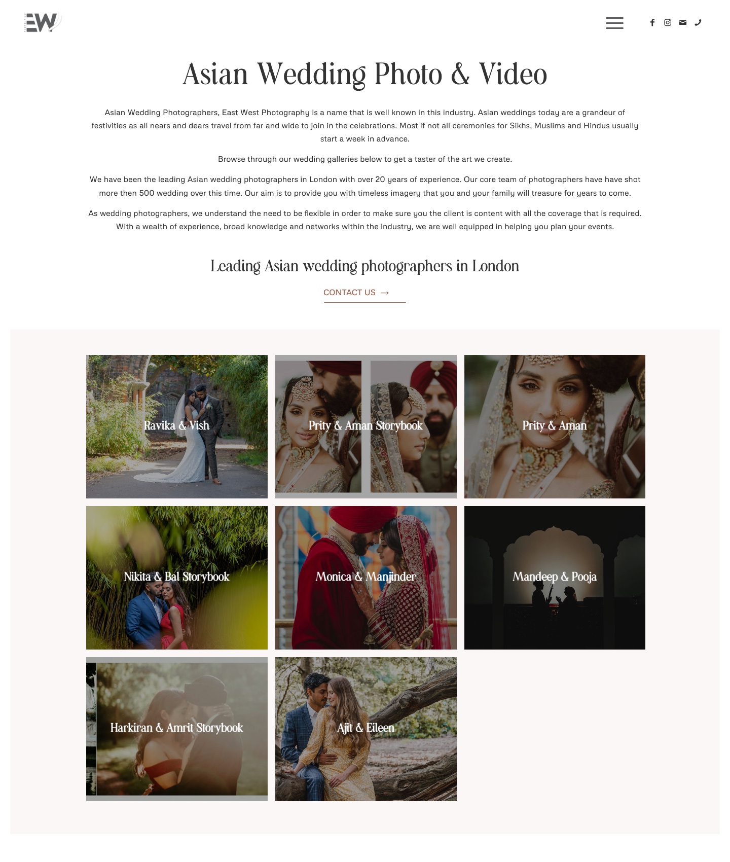 The Asian weddings work on the East West Photography website