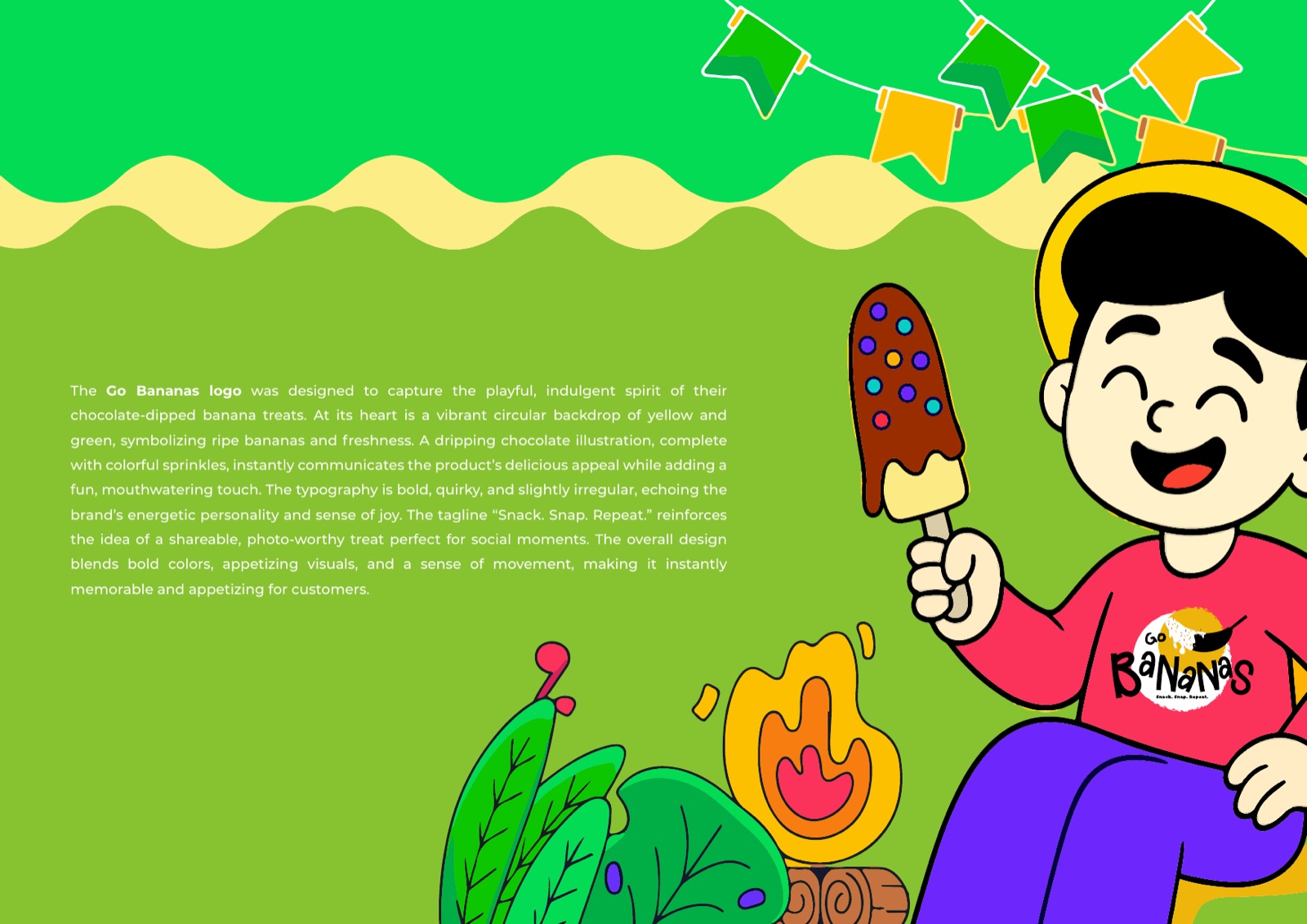 Go Bananas illustrated brand world of characters and frozen treats
