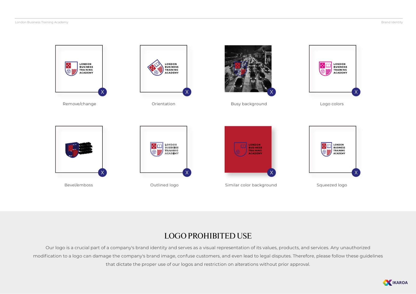 London Business Training Academy colour and type pages, Ocean navy and Phoenix red