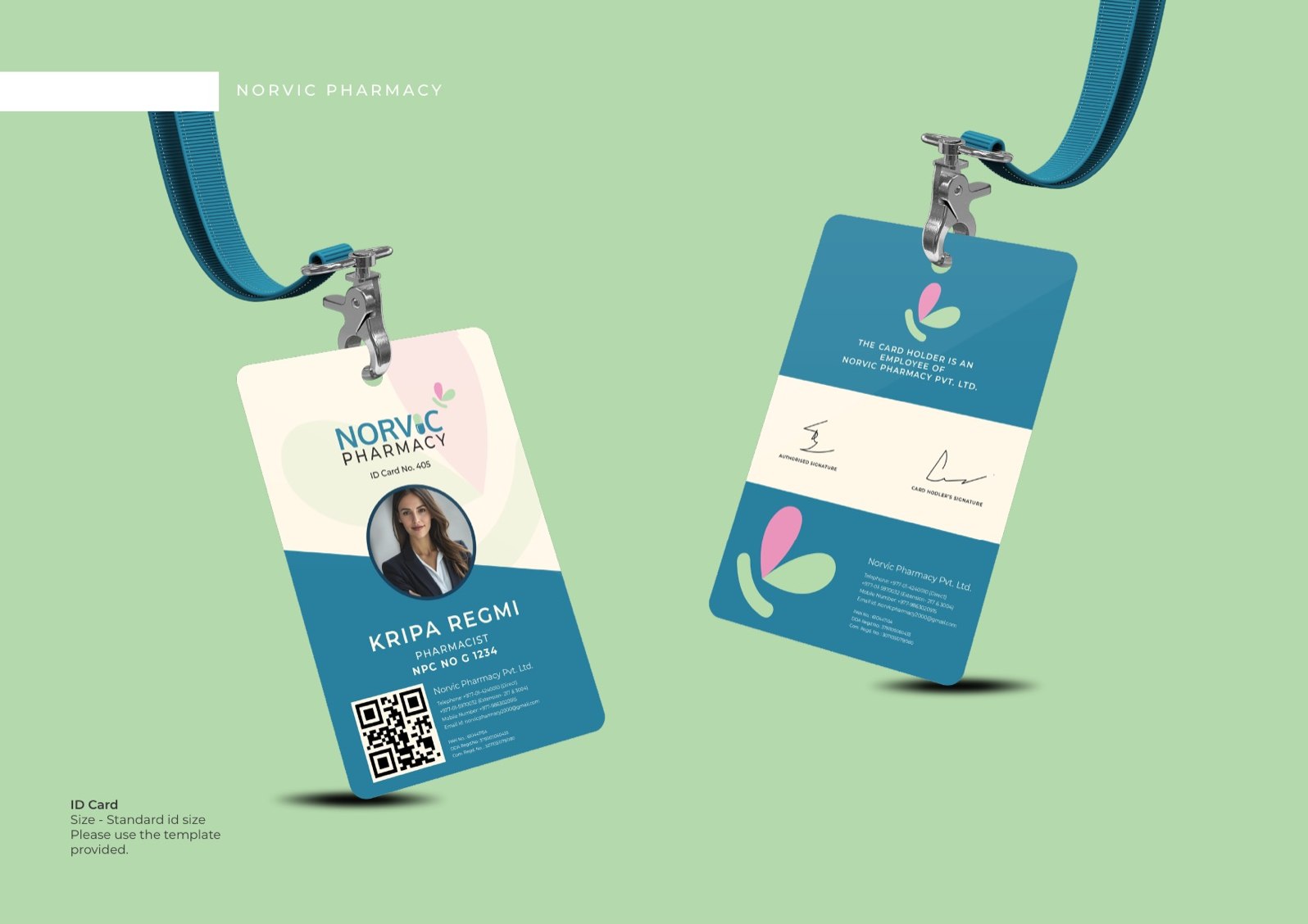 Norvic Pharmacy id cards design